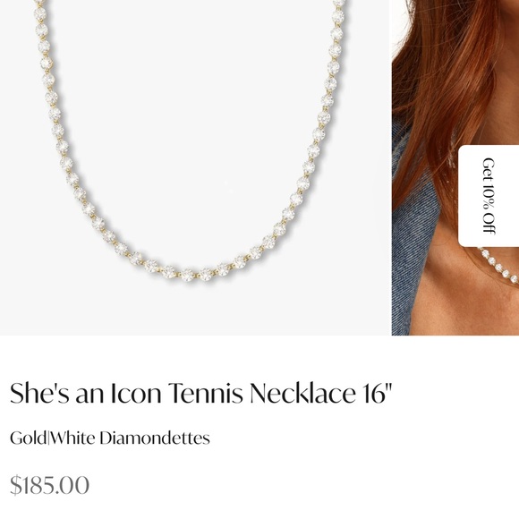 Melinda Maria She’s An Icon 16” GOLD Tennis Necklace new in box gift wrapped - Picture 6 of 9